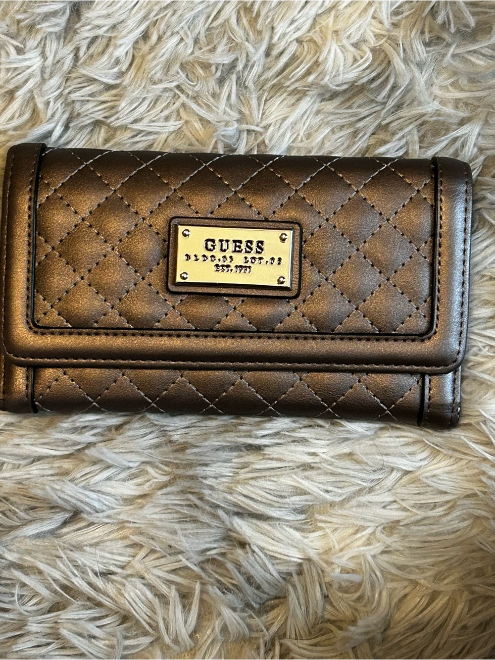 GUESS Quilted Metallic Bronze Wallet
